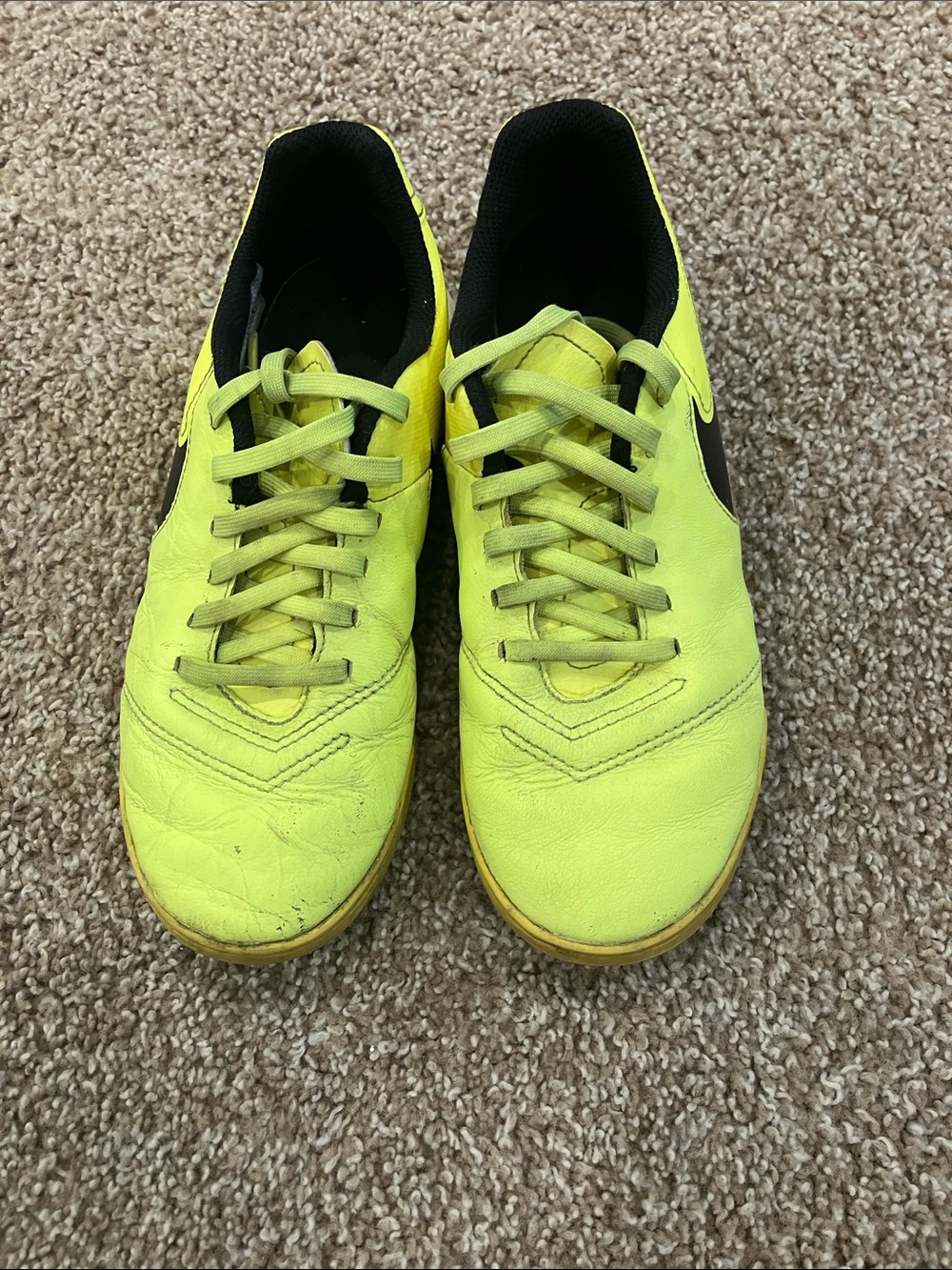 Nike Kids Neon Yellow and Black Athletic Shoes - Lace-Up